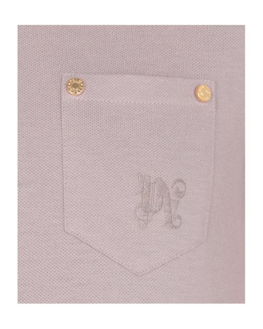 Palm Angels Purple Logo Embroidered Mini Polo Dress