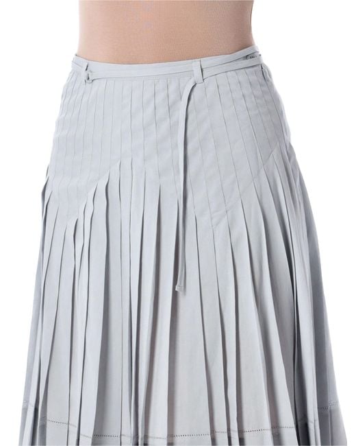 Low Classic Blue Belted Pleated Skirt