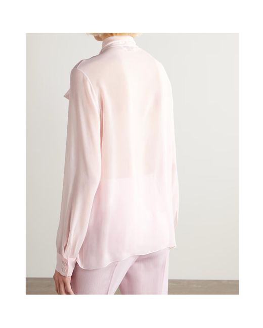 Gabriela Hearst Pink Shildon Pussy-Bow Silk-Georgette Blouse