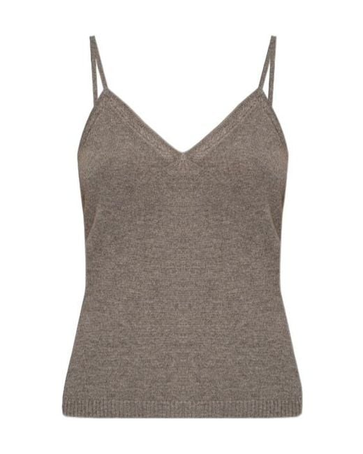 Lisa Yang Brown V-Neck Strap Top