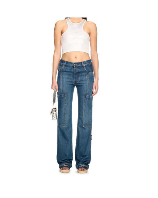 Off-White c/o Virgil Abloh Blue Straight-Leg Cargo Jeans