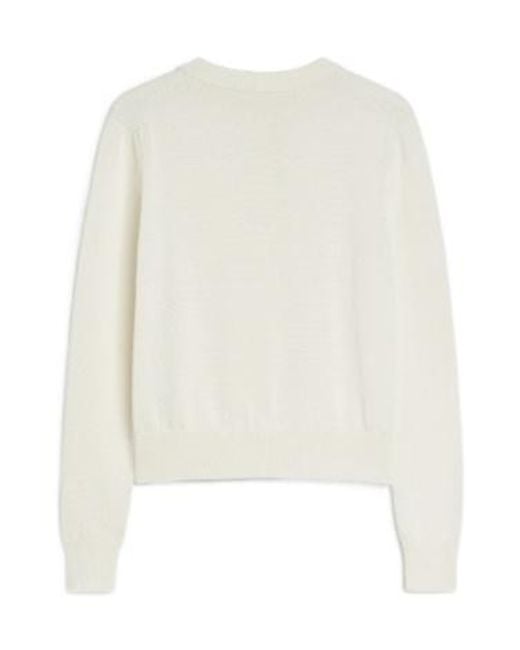 Jil Sander White Floral Trim Cardigan