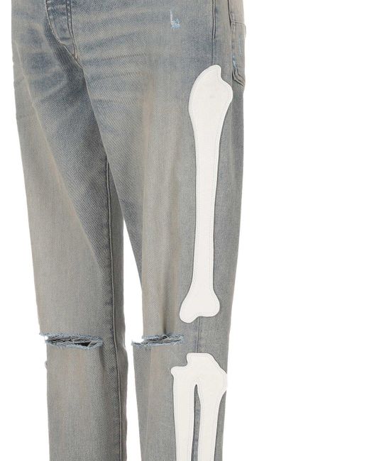 Amiri Gray Denim Trousers With Belt Loops for men
