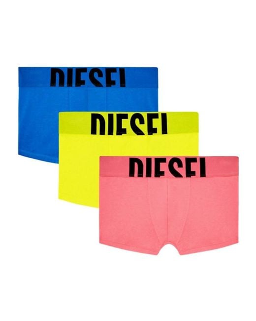 DIESEL Pink Umbx-Damien Pack Of Three Logo-Waistband Boxer Briefs for men