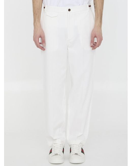 Gucci White Neutrals Trousers for men