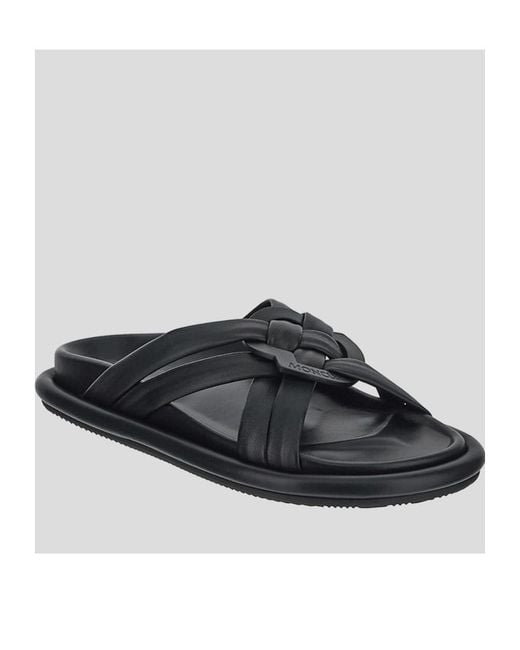 Moncler Black Logo Embossed Sandals