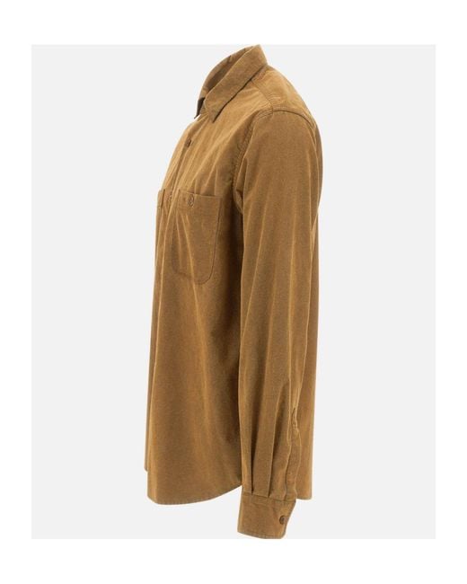 Aspesi Brown Flocked Utility Shirt for men