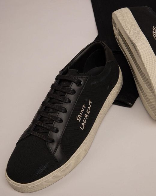 Saint Laurent Black Court Classic Sl/06 Embroidered Sneakers for men