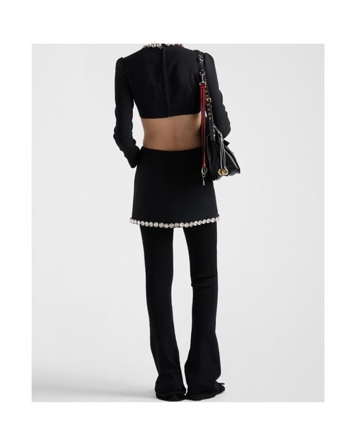 Prada Black Sablè Crystal Embellishment Mini Skirt