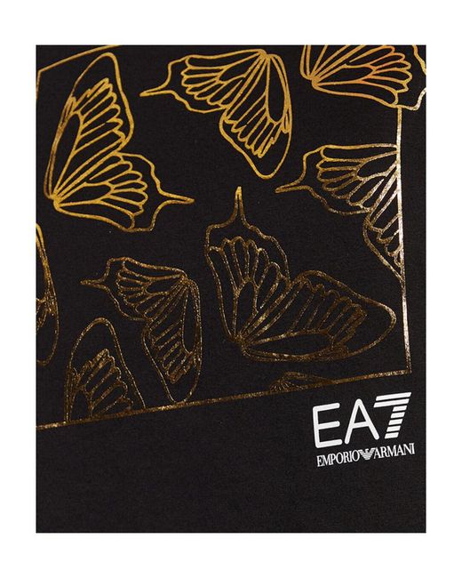 EA7 Black T-Shirt With Round Neck And Short Sleeves