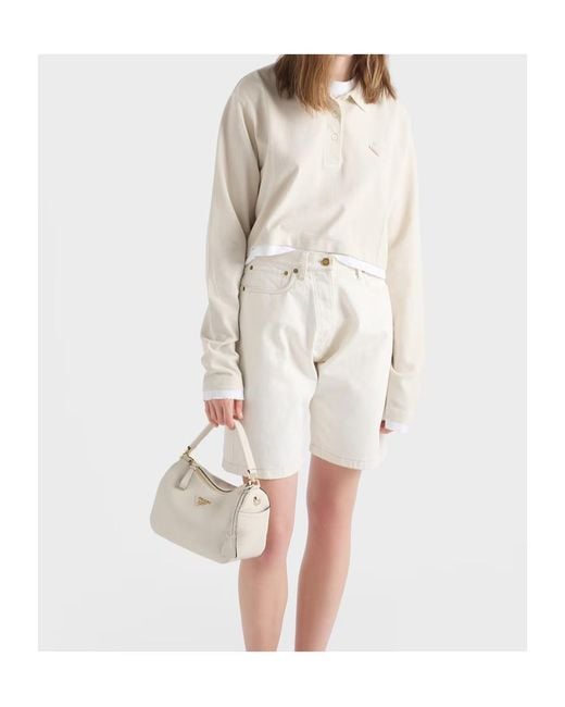 Prada White Old Denim Bermudas