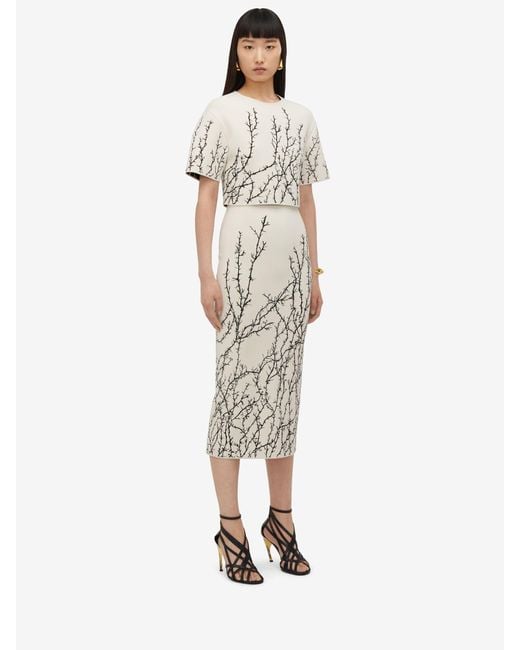 Alexander McQueen White Thorn Branch Motif Cropped Top