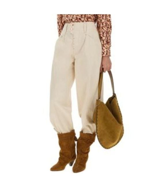 Isabel Marant Natural High-Waist Wide Leg Pants