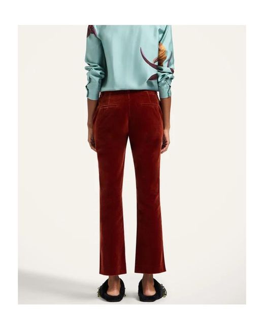 LaDoubleJ Red 24/7 Velvet Cropped Trousers