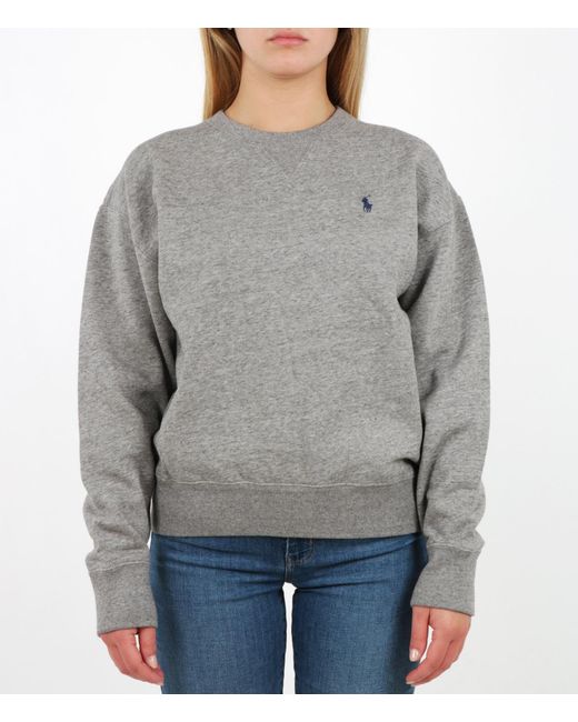 Polo Ralph Lauren Gray Logo Embroidered Sweatshirt