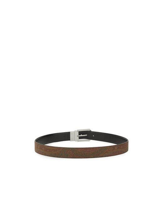 Etro White Paisley Pattern Belt for men