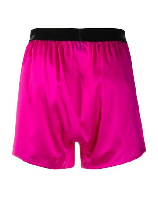 Tom Ford Pink Logo-Waistband Stretched Satin Boxers for men