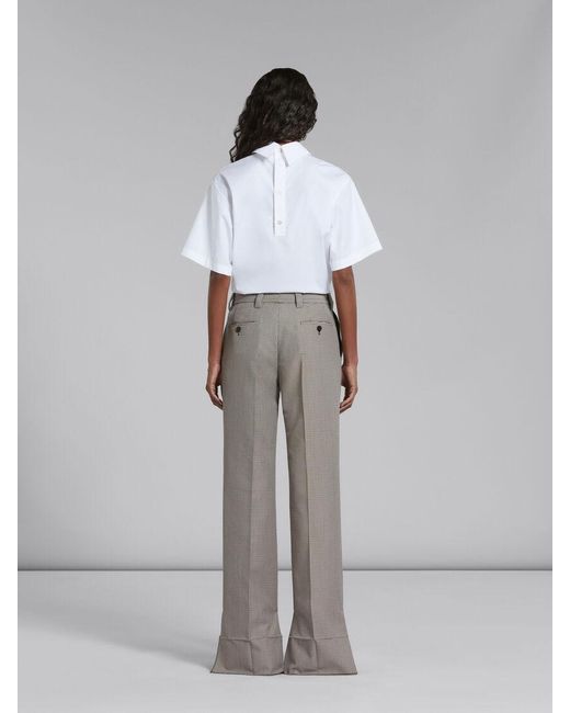 Marni Gray Houndstooth Checked Trousers