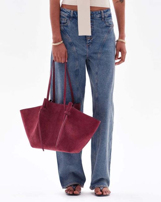 Yuzefi Purple Large Mochi Knotted Suede Shoulder Bag