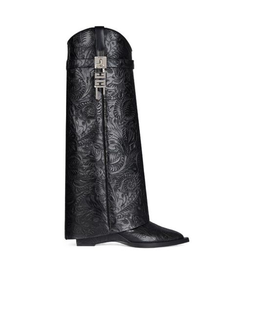 Givenchy Black Shark Lock Western Boots