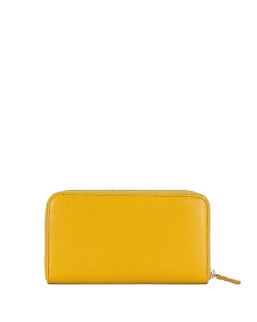 Ferragamo Yellow Logo Zipper Wallet