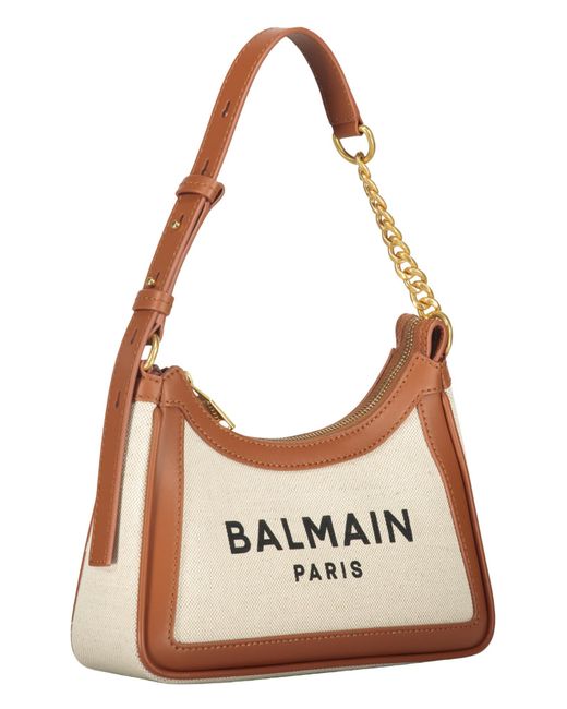 Balmain White Logo Canvas Shoulder Bag