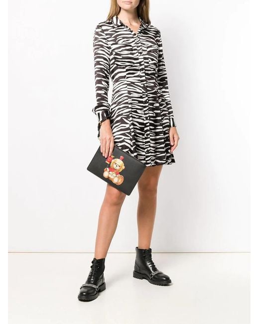 Moschino Black Bat Teddy Print Clutch Bag