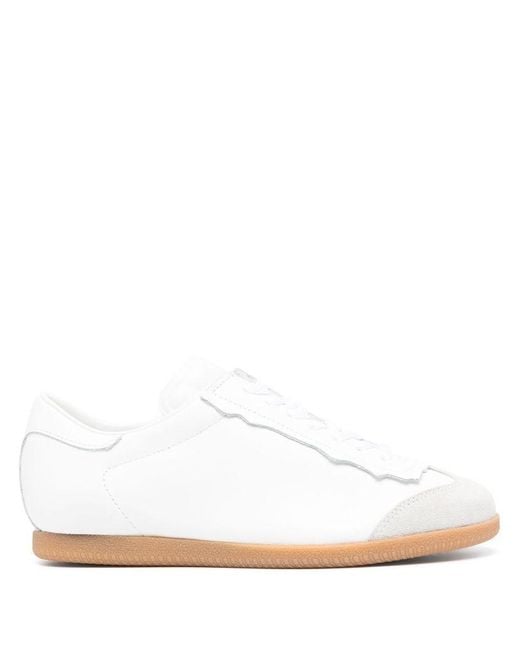 Maison Margiela White Panelled Lace-Up Sneakers