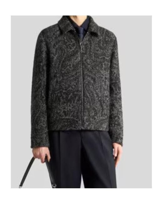 Etro Black Wool-Blend Jacquard Bomber Jacket for men