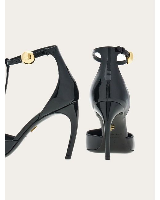 Ferragamo White Ferragamo T-Strap Pointed-Toe Pumps