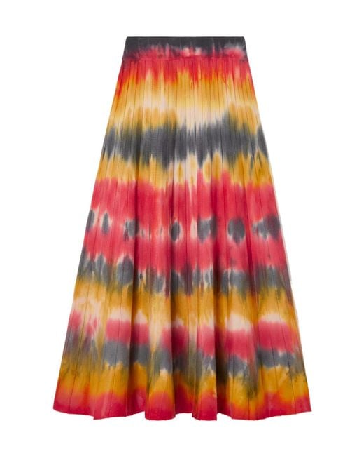 Gabriela Hearst Multicolor Ella Pleated Tie-Dyed Cashmere Midi Skirt