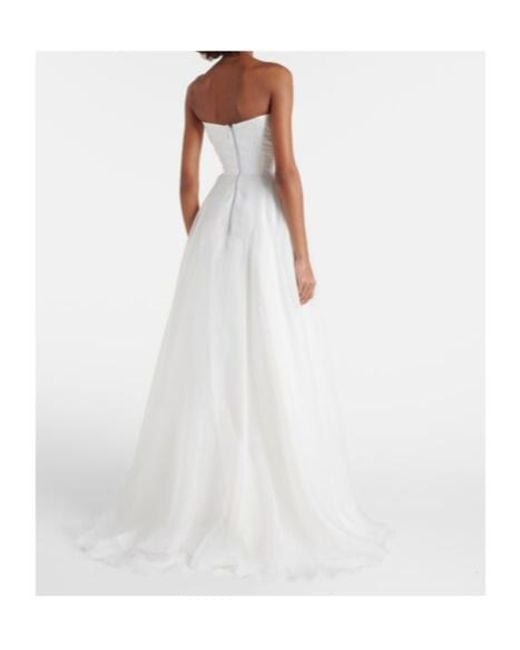 Maticevski White Bridal Dhalia Caped Silk Gown