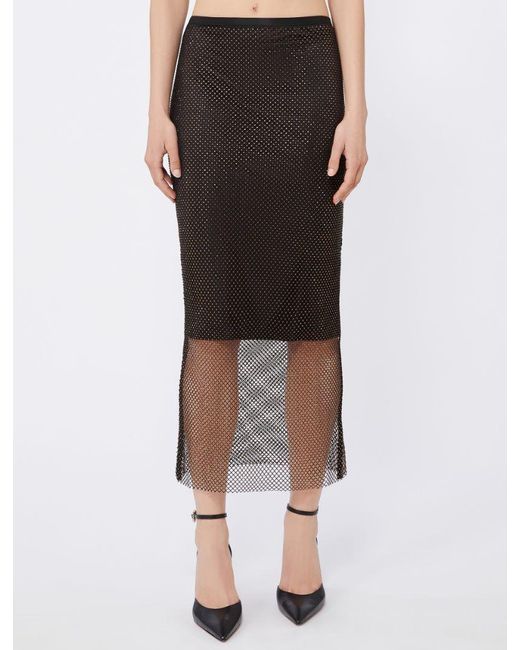 Sportmax Brown Embellished Mesh Skirt