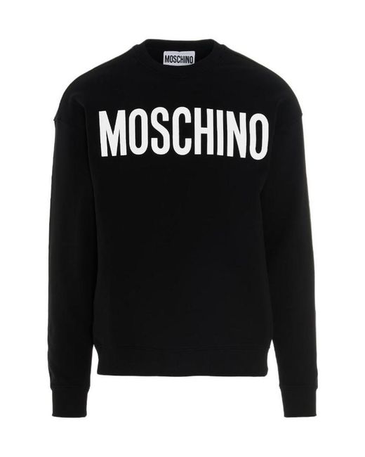 Moschino Black Logo Print Crew Neck Sweatshirt for men