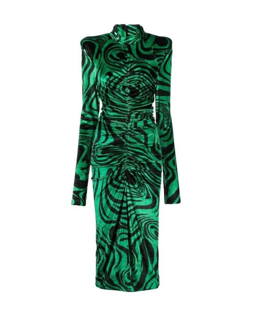 Philosophy Di Lorenzo Serafini Green High-Necked Long Sleeve Dress