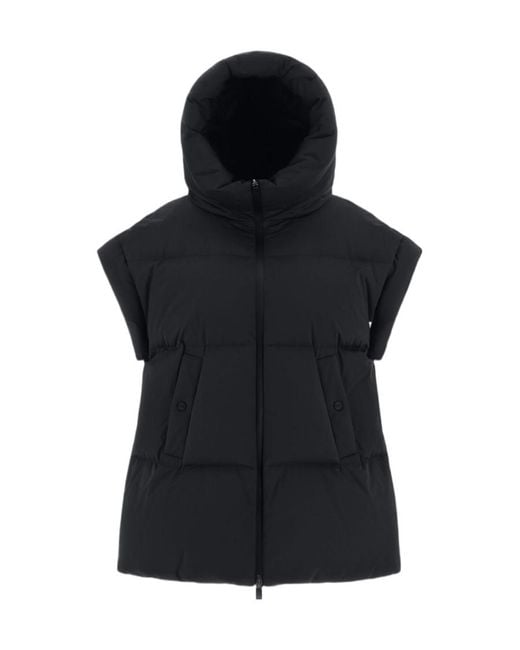Herno Black Short-Sleeved High-Neck Down Jacket