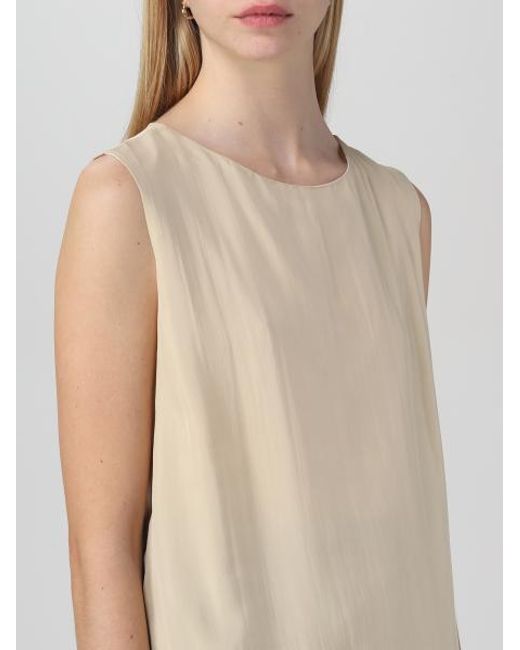 Fabiana Filippi Natural Sleeveless Vest With Round Neck