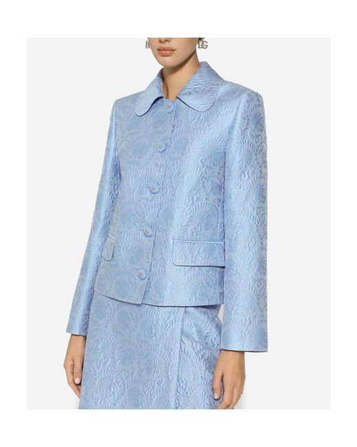 Dolce & Gabbana Blue Jacquard Buttoned Jacket