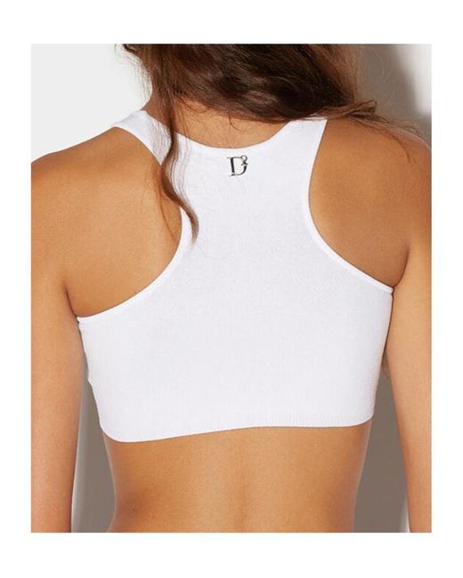 DSquared² Brown Cut-Out Crewneck Sleeveless Cropped Top