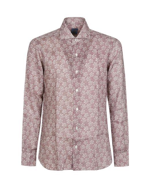 Barba Napoli Pink Floral Pattern Shirt for men