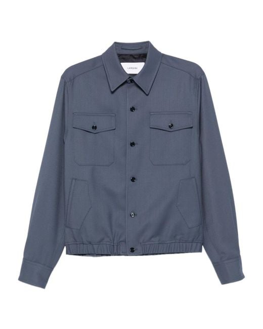 Lardini Blue Button-Fastening Flap-Pocket Jacket for men