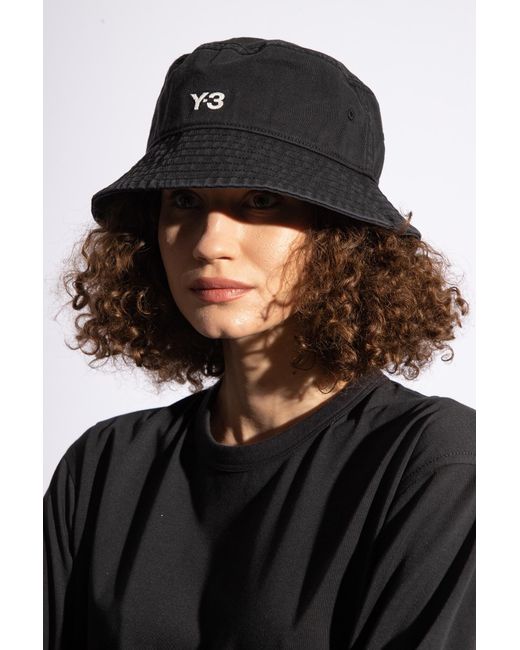 Y-3 Black Logo-Embroidered Bucket Hat for men
