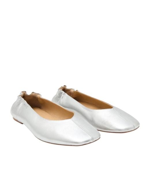A.P.C. White Square-Toe Leather Ballet Flats