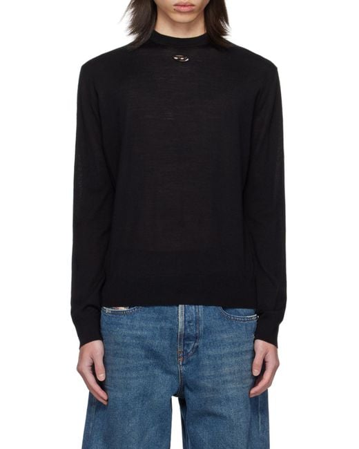 DIESEL Black K-Garth Oval D Logo Knitted Jumper for men