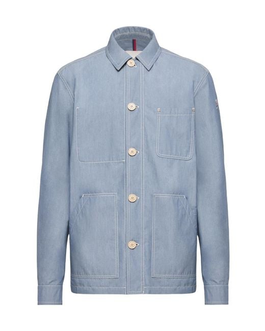 Moncler Blue Elorn Chambray Shirt Jacket for men