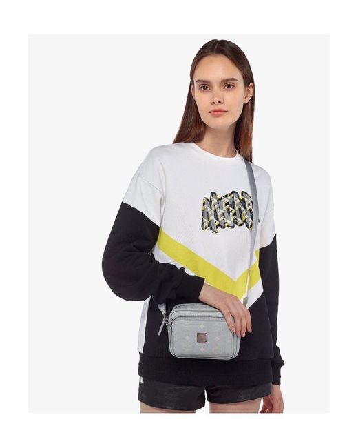 MCM Gray Logo Zipper Shoulder Bag for men