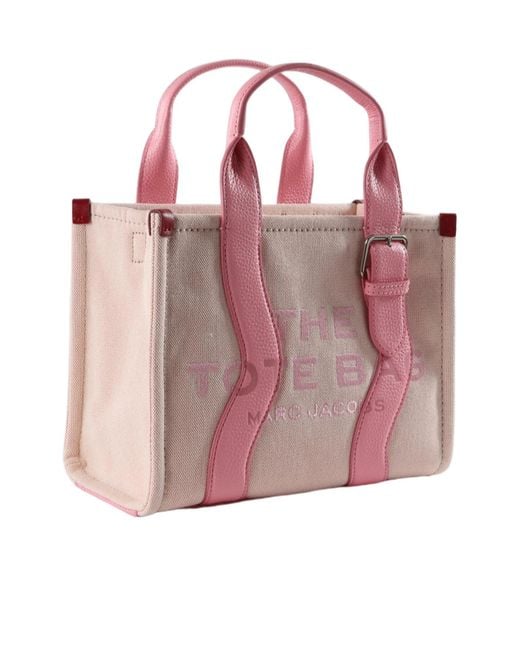 Marc Jacobs Pink Small The Wavy Leather-Trim Tote Bag