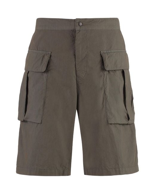 Aspesi Gray Mid-Rise Straight-Leg Cargo Shorts for men