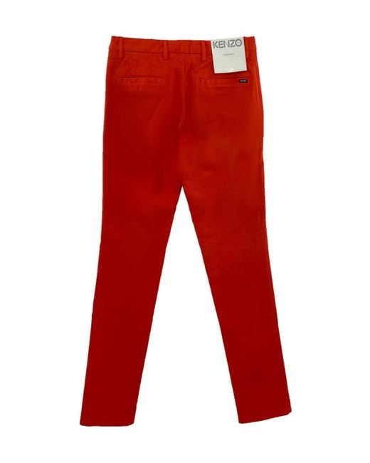 KENZO Red Belt-Loop Casual Pants for men