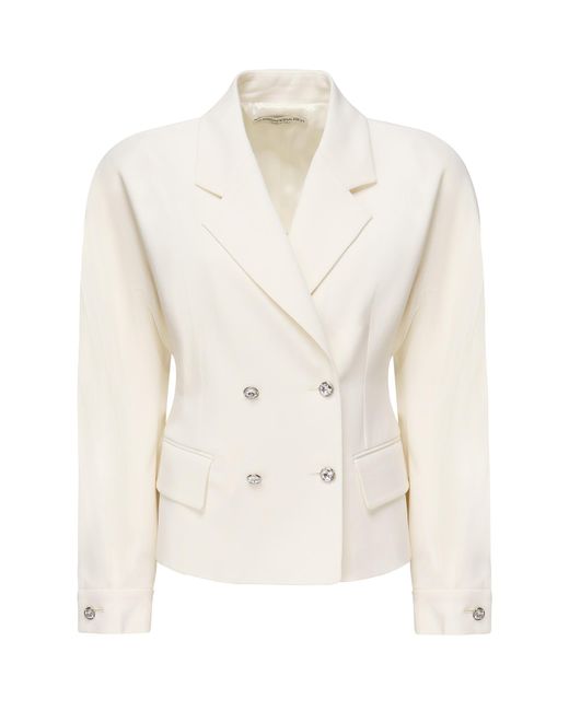 Alessandra Rich White Crystal-Embellished Double-Breasted Jacket